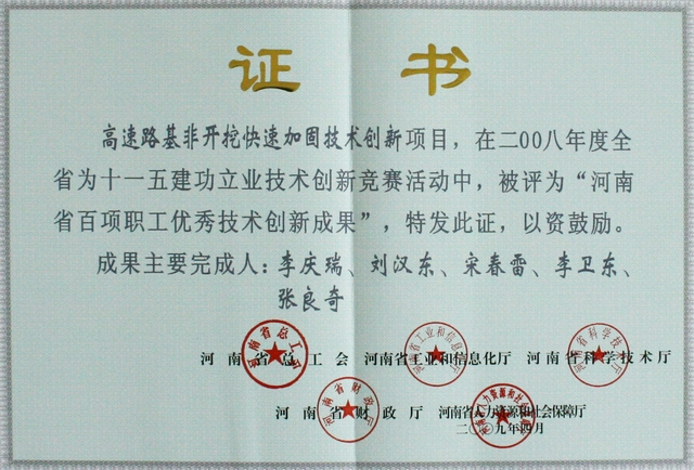 公司CGMT项目被评为“河南省百项职工优秀技术创新成果”